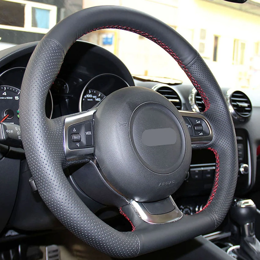 Чехол для AUDI TT Чехлы рулевого колеса автомобиля-2008 R8 2013 TTS 2014-2011 черный