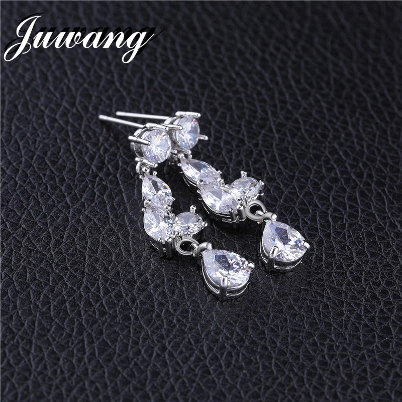 Набор свадебных ювелирных изделий JUWANG стразы капли воды серьги ожерелье набор