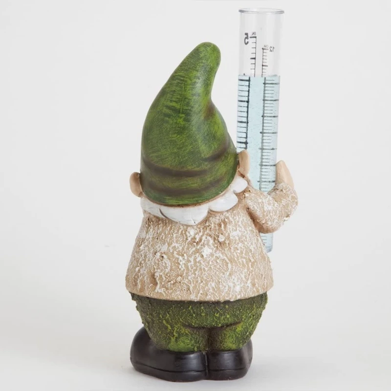 

Resin Gnome Rain Gauge Cute Dwarf Elf Statue Sculpture Outdoor Garden Ornaments