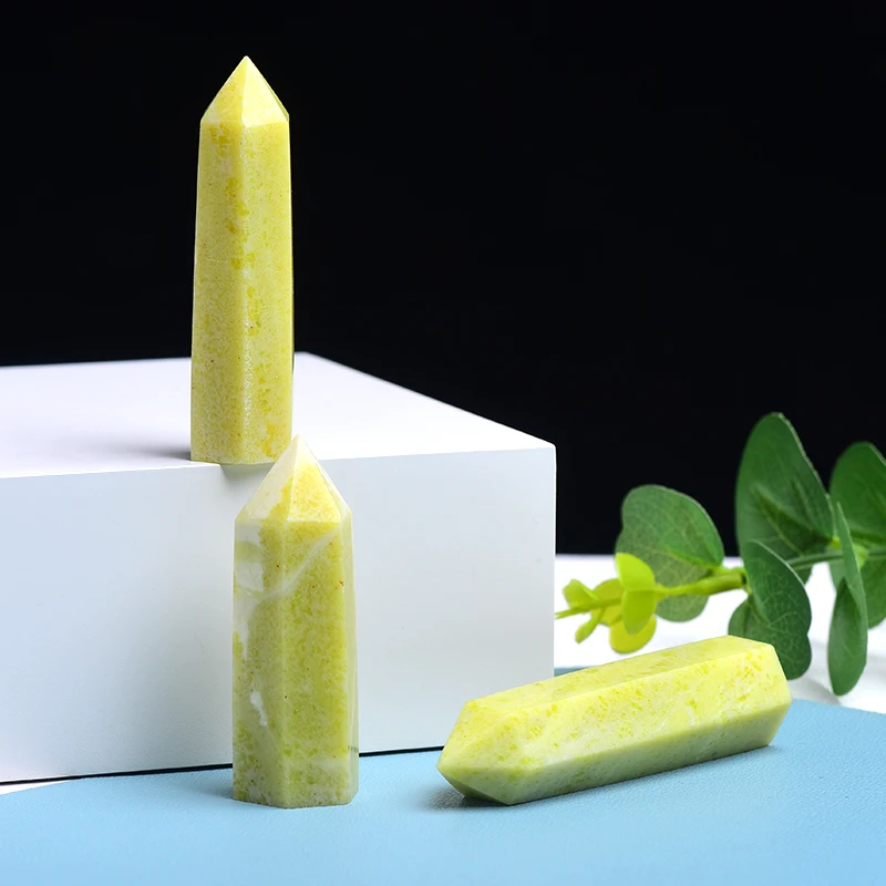 Оптовая продажа натуральный Золотой Берил шестигранный кристалл точка высокого