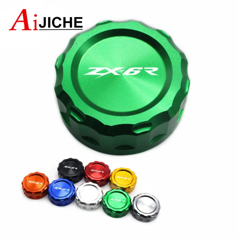 

For KAWASAKI NINJA ZX-6R ZX6R ZX 6R 2007-2014 2008 2009 Motorcycle Accessories CNC Rear Brake Reservoir Cover Caps LOGO ZX-6R