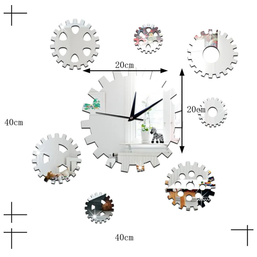 DIY Creative Large Wall Clock Sticker Gear Mirror Clocks Home Decor Silent Living Room Watch Duvar Saati Gift FZ845 | Дом и сад