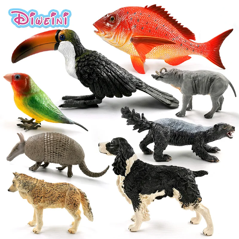 Новинка волк собака рыба свинка Armadillo попугай птица тукан медовый барсук модель