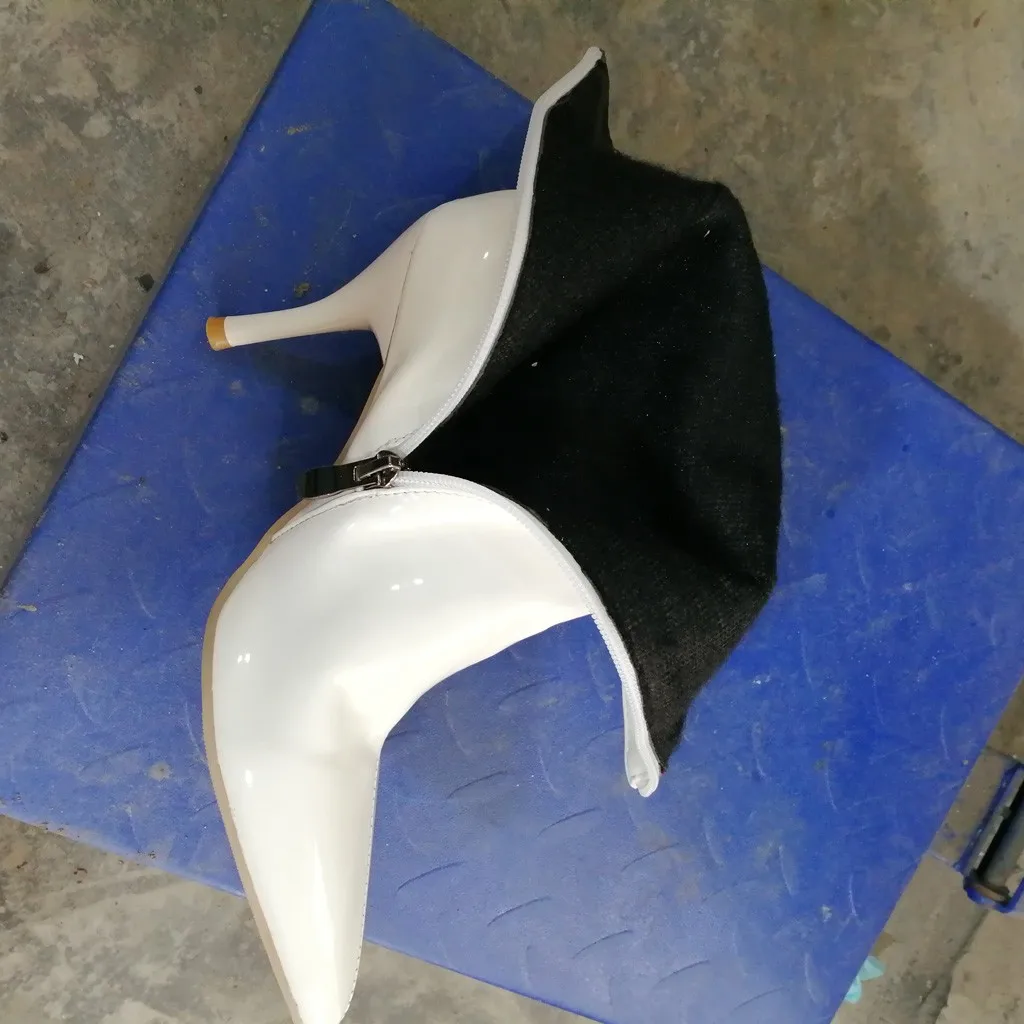 Пикантные ботинки на высоком каблуке женские модные Фетиш-ботинки тонком молнии