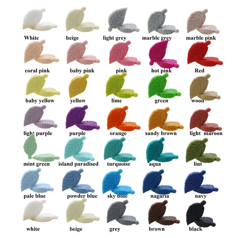 

Free shipping Leaf Silicone Beads Baby Teether Rodent 5pcs LaTeX Free Cartoon Leaf Leaves DIY Pacifier Chain Teething