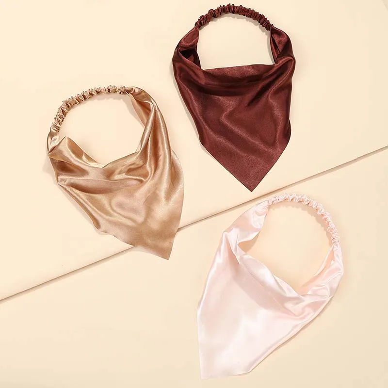 

Solid Color Headband For Women Hair Scarf Chiffon Triangle Bandanas Turban Elastic Hairband Headwear Hair Accessories Ornaments