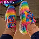 Женские кроссовки с вулканизированной подошвой, удобные дышащие кроссовки радужного цвета, повседневная обувь для тенниса, 2020