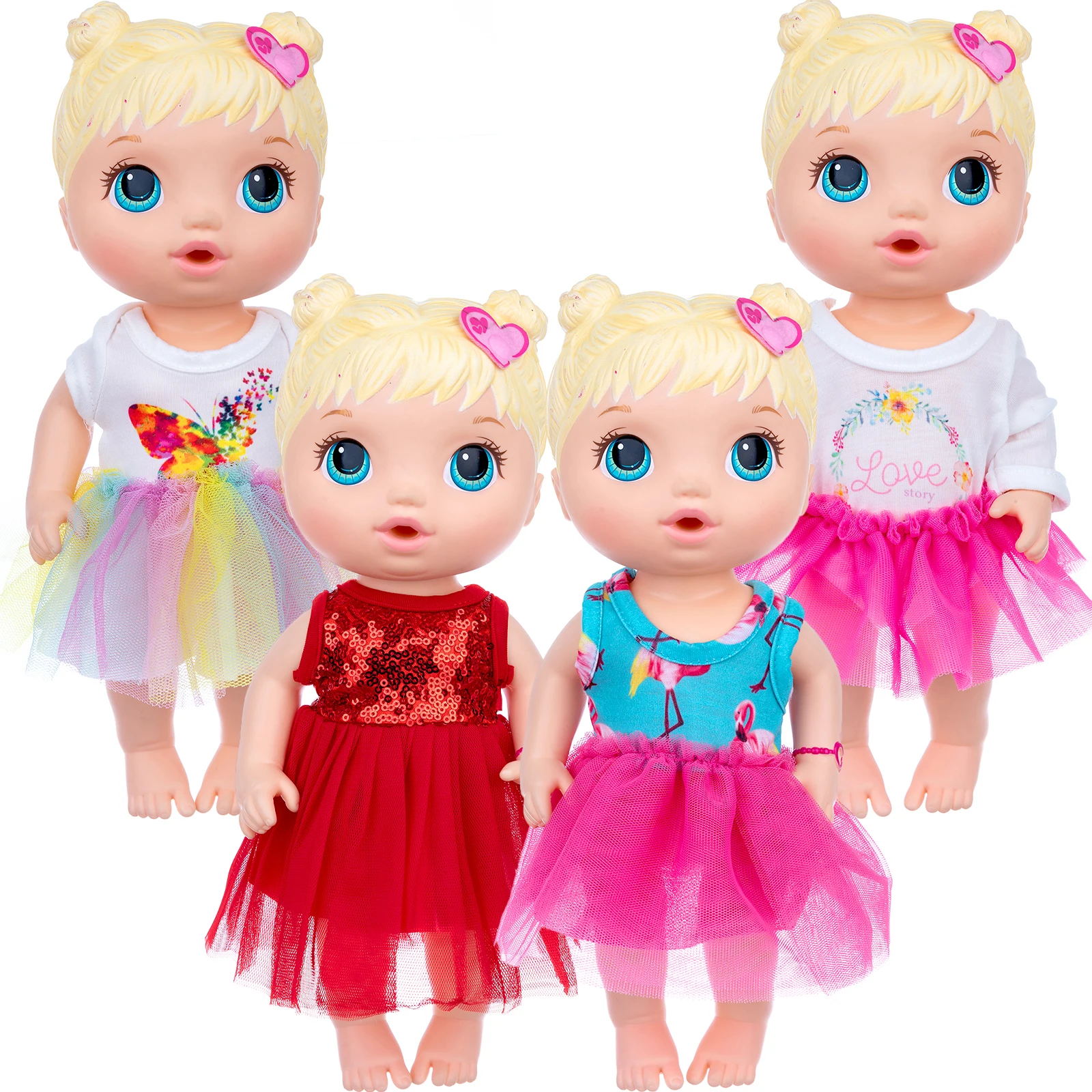 

2021 New Fit 18 inch 43cm Born New Baby Doll Clothes Accessories Butterfly Gauze Skirt One-piece Dress For Baby Birthday Gift