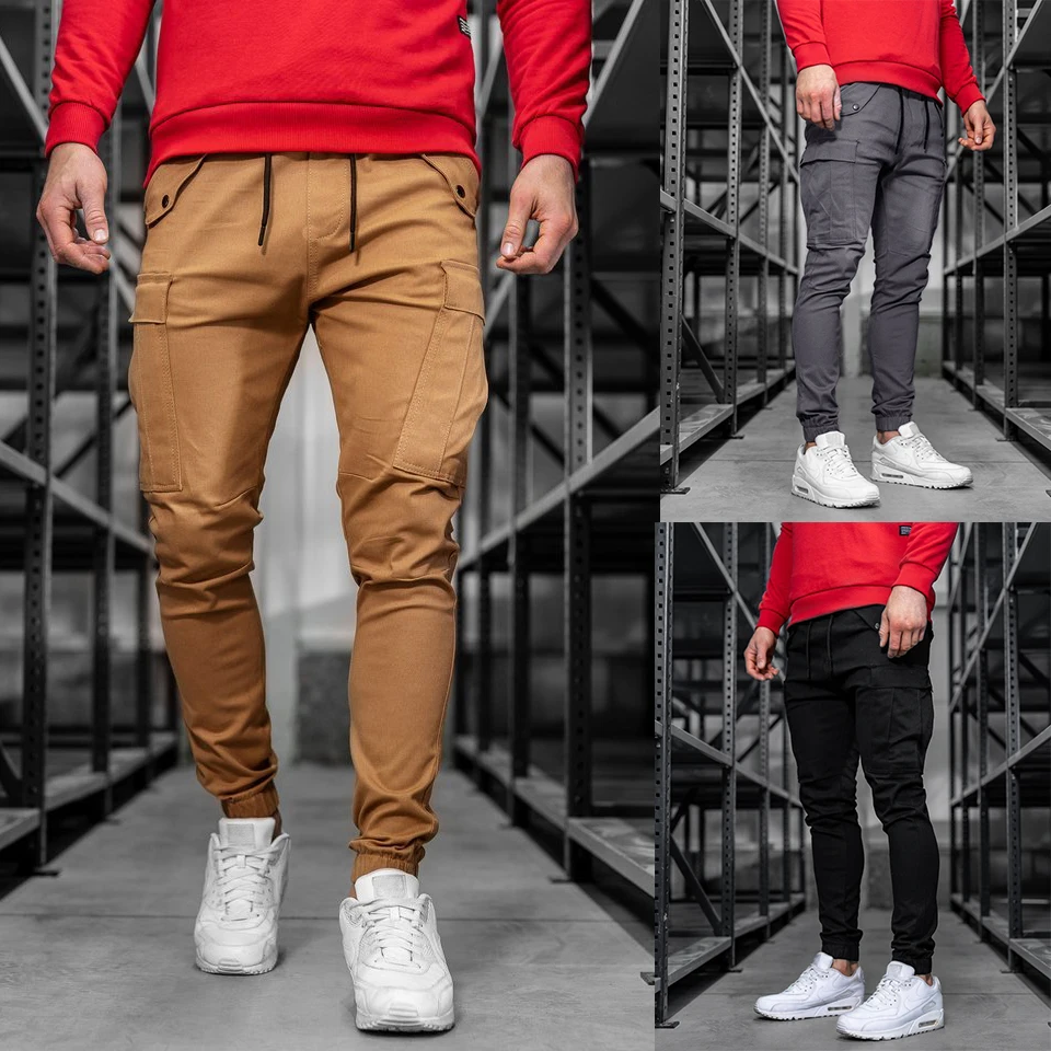 

New Men's Pants Men's Fashion Lace-up Pants Cargo Casual Pants Men