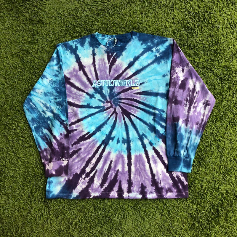 Трэвиса Скотта астромира галстук краситель с длинным рукавом футболка для