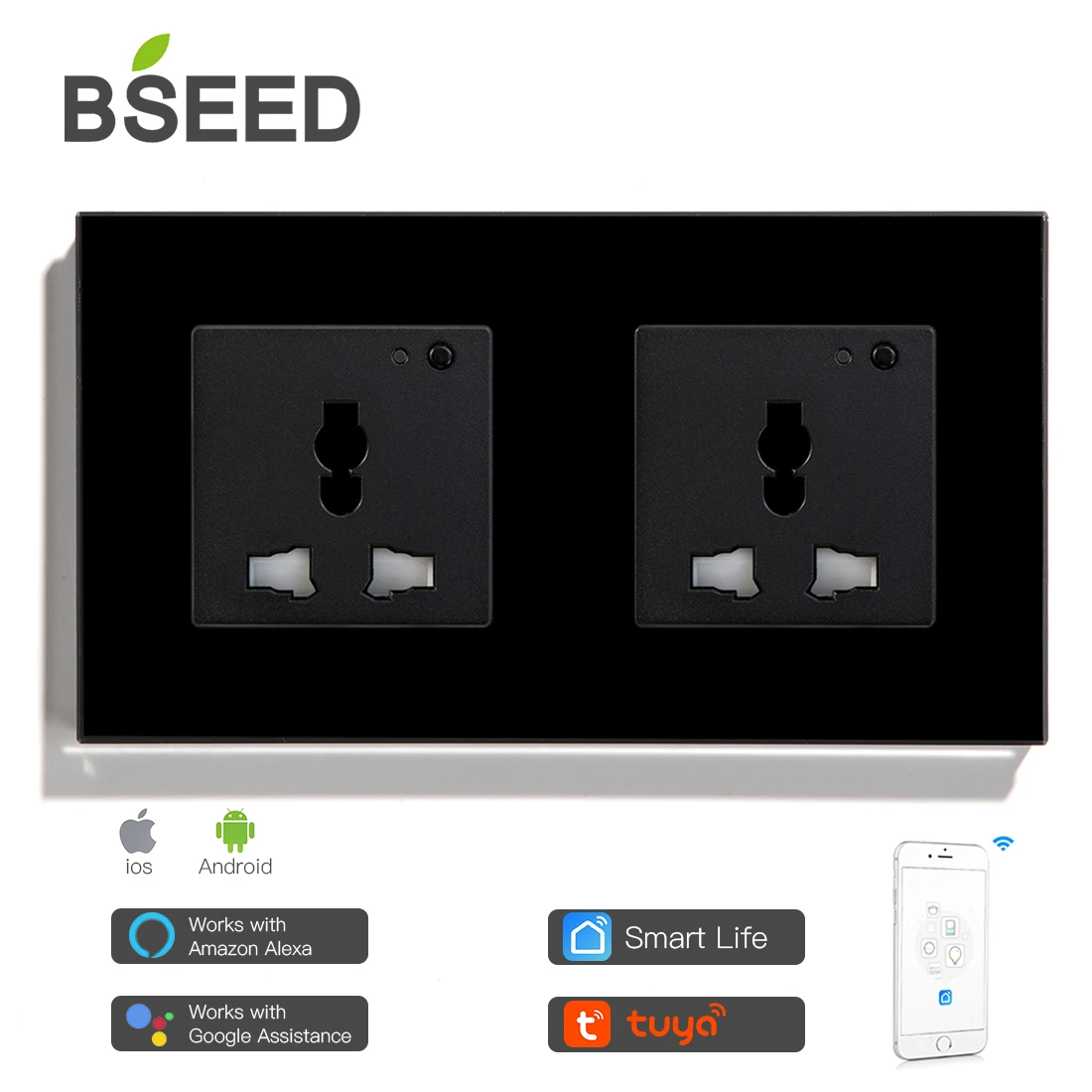 Розетка настенная многофункциональная черная/белая со стразами 13