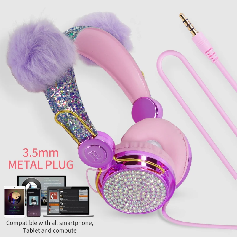

Bluetooth-compatible Cute Kids Wireless Headphone With Mic 3.5mm Music Stereo Earphone Computer Mobile Phone Plush Ear Muffs