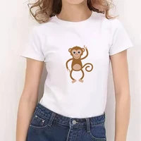 the great wave of aesthetic cute t shirts and monkey printed summer tops female t shirt woman 90s fashion graphic tee