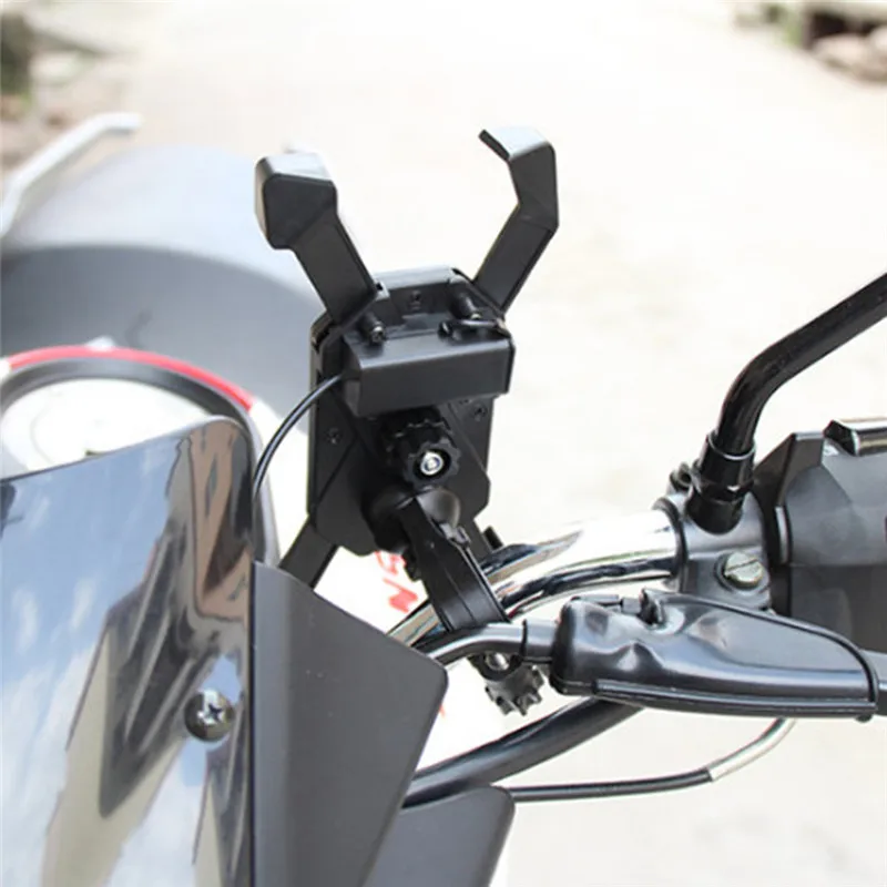 

Motorcycle Charger Cell Phone Mount Holder Clamp With USB Charger ATV GPS Holder