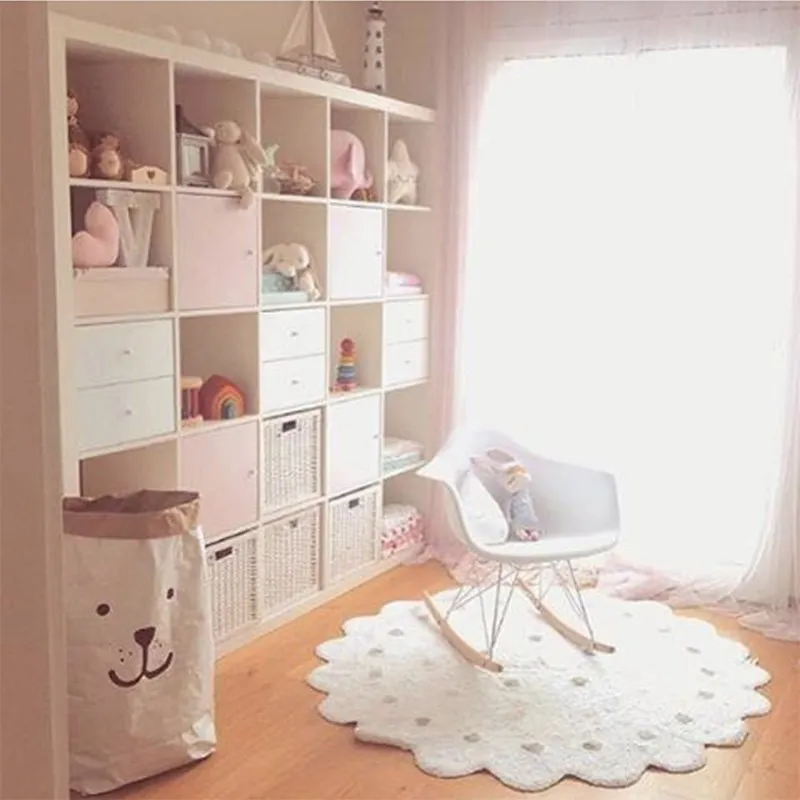 Круглый ковер в скандинавском стиле мягкий хлопковый детский коврик для дома