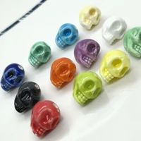 10pcslot mix color skull ceramic beads 13x14mm hole1 6mm loose ceramics beads for jewelry making diy bracelet accessories