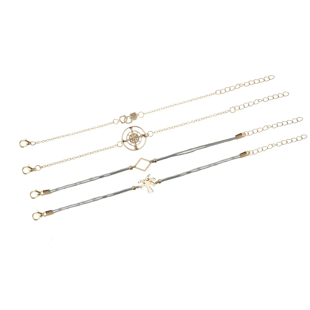 6 шт./компл. в богемном стиле женские браслеты компас кокосовой пальмы белый