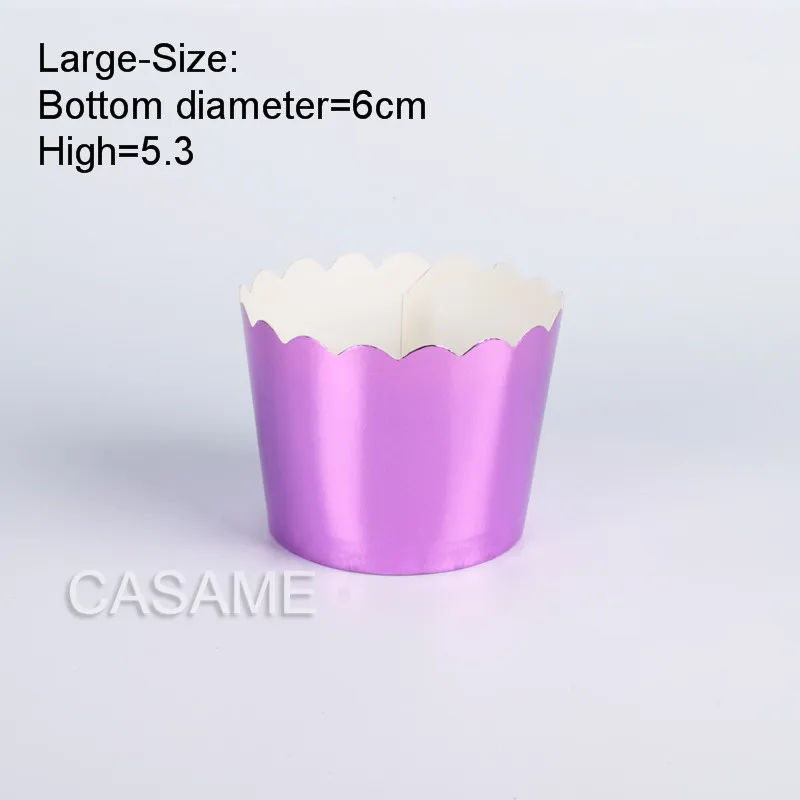 Large-Purple 50 шт Великолепная большая фольга бумажная формочка держатели Свадебные украшения обертка обертывания булочка с кексом бумажный чехол - Цвет: Large-Purple