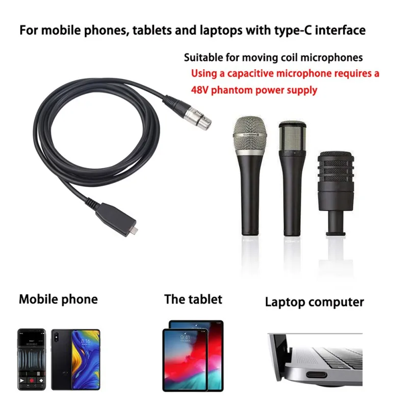 

Wholesale TYPE-C Male To Canon Female Microphone Recording Cable Type C To XLR Microphone Recording Cable