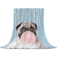 fleece throw blanket full size funny dog blow bubbles lightweight flannel blankets for couch bed living room warm fuzzy plush