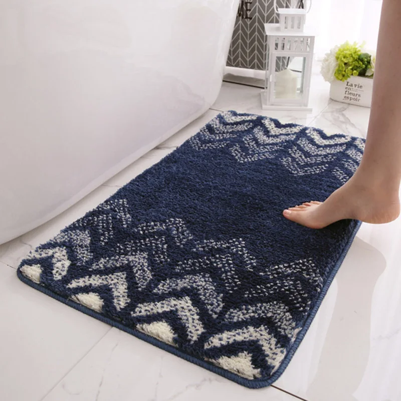 

Rectangle Thicken Gradient Flocking Carpet Door Mats Home Bathroom Entrance Bedside Bedroom Kitchen Absorbent Non-slip Mats