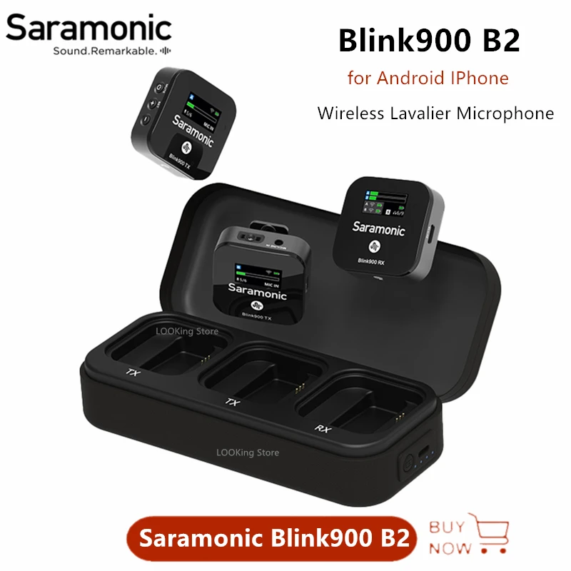 

Беспроводной петличный микрофон Saramonic Blink900 Blink 900 B2, 2,4 ГГц, двухканальный конденсаторный микрофон для телефонов на Android, DSLR-камер