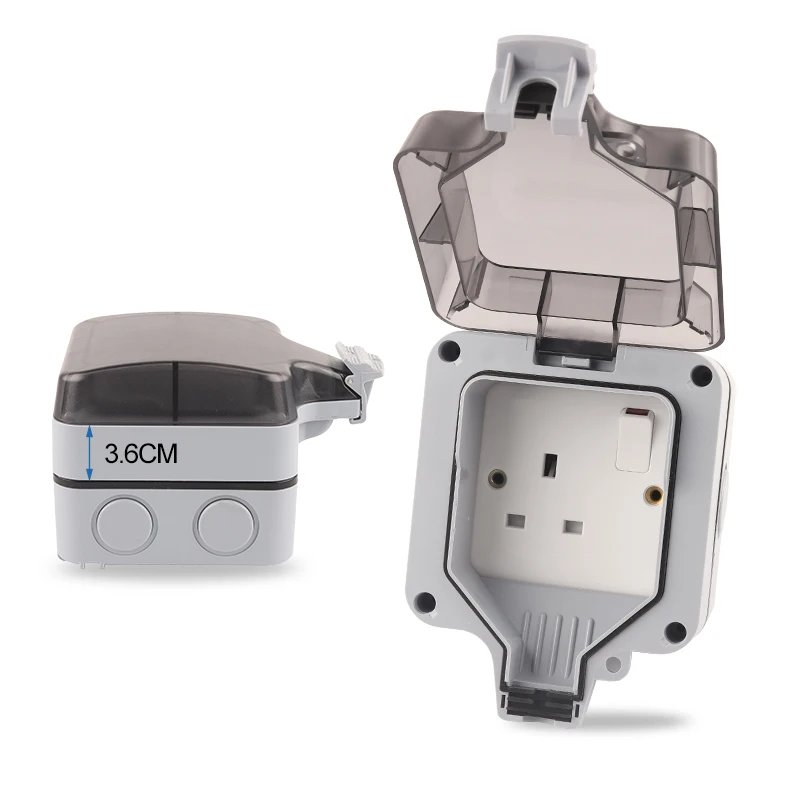 

IP66 UK Standard Upgraded Safer large plug Waterproof Outdoor Wall Power Switch Socket For Home Garden Outlet Suitable 13A