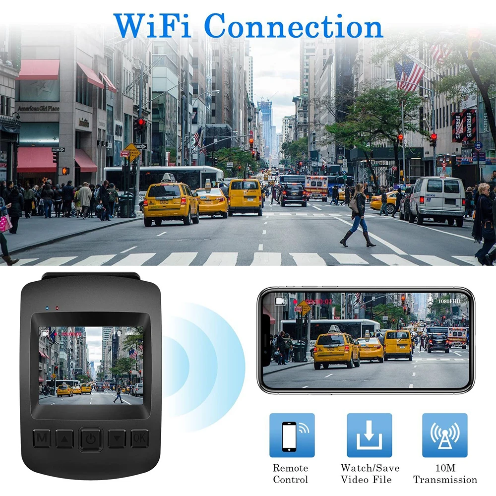 Автомобильный видеорегистратор Full HD 1080P Wi-Fi C8 2-дюймовый ЖК-дисплей цифровой с