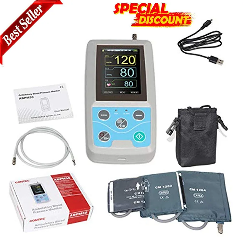 

ABPM50 ambulatory blood pressure monitor 24Hrs NIBP Holter with Free Adult Cuff