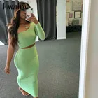 Женский укороченный топ Hawthaw с длинным рукавом и открытыми плечами, облегающая юбка-карандаш, осенний комплект из 2 предметов