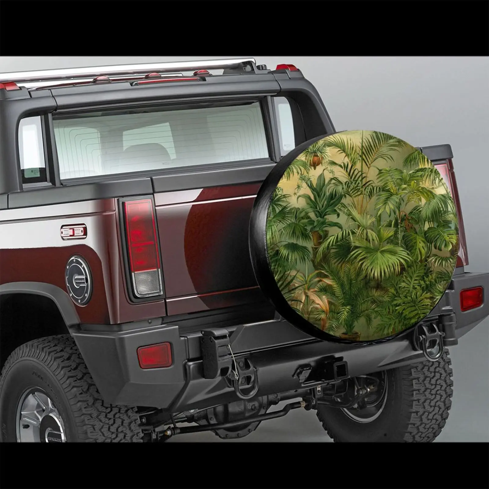 

Чехол из полиэстера для запасных шин 14-17 дюймов, аксессуары для запасных колес с зелеными растениями и деревьями, Toyota Land Cruiser