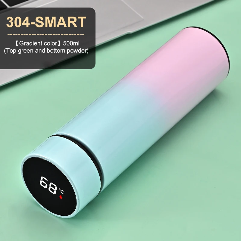 

500ml Garrafa Termica Gradient Color Stainless Steel Vacuum Flask Intelligent Display Temperature Water Bottle Christmas Gift