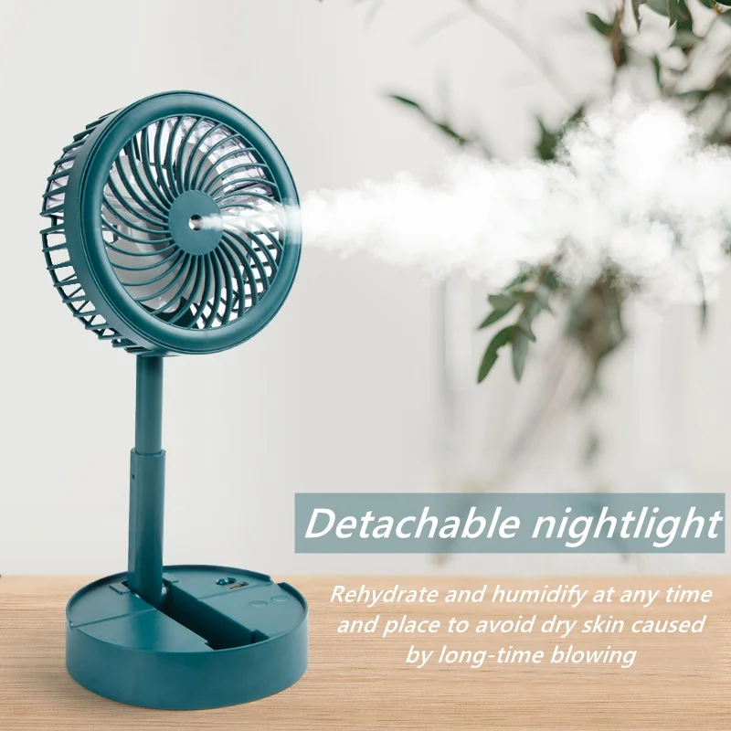 Satin Al Yeni USB şarj Fanı Gece Lambası Taşınabilir Yelpaze Nemlendirici Mobil Telefon Standı çok Fonksiyonlu Fan