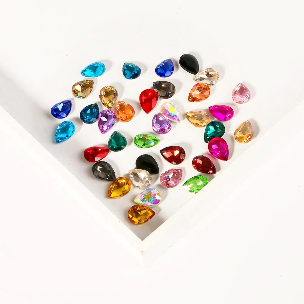 10 шт 13x18 мм много Цветные Водные капли прозрачный бисер из стеклянных кристаллов