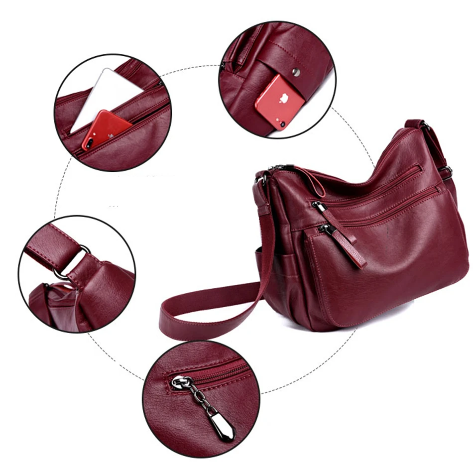 

Multi-pocket Designer Shoulder Bags High Quality Crossbody Bags for Women 2020 bolsas de mujer Luxury Leather Messenger Bag
