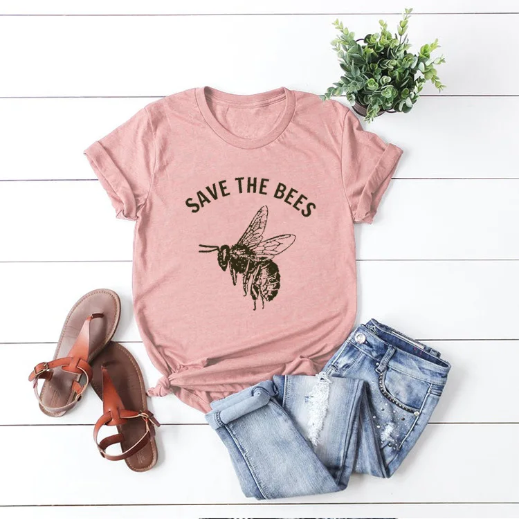 Повседневная футболка с надписью Save The Bee S для пчеловодства Стильная хлопковая