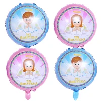 18 inch baby baptism balloon angel baby aluminum foil balloon blue boy pink girl baby baptism party decoration balloon