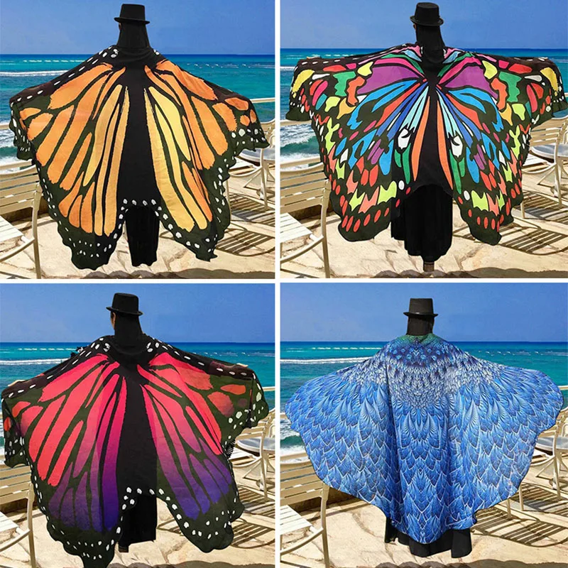 Женский плащ с крылышками бабочки пончо шарф Пашмина аксессуары к костюму для