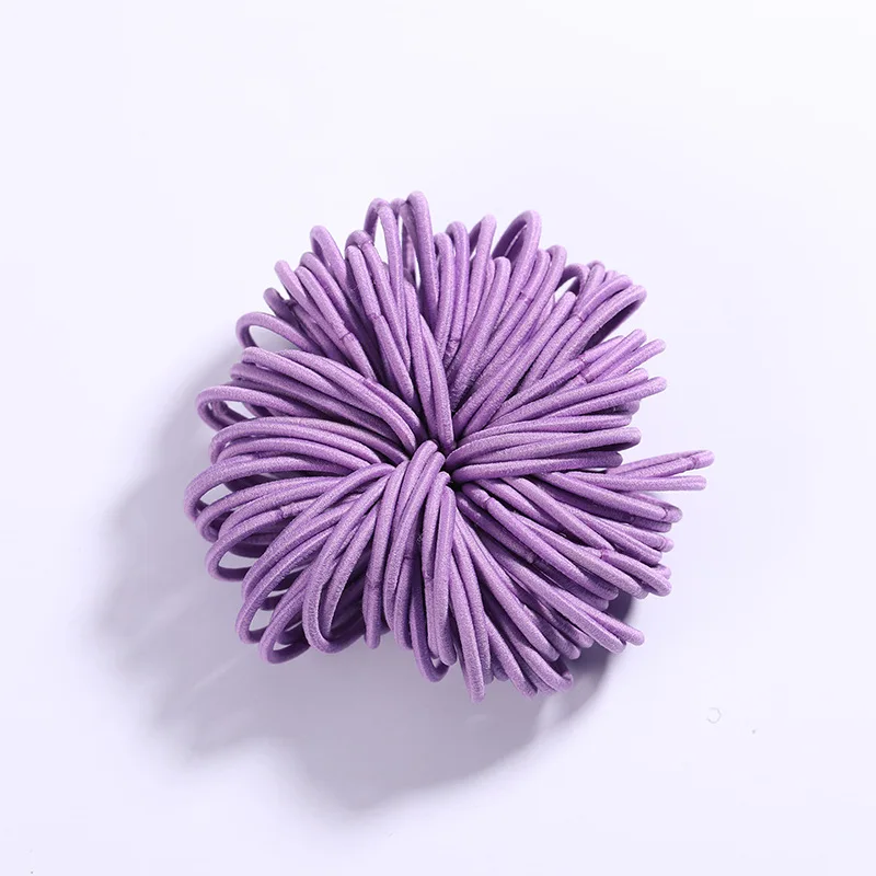 New 100PCS/Lot Girls Candy Colors Nylon 3CM Rubber Bands Children Safe Elastic Hair Bands Ponytail Holder Kids Hair Accessories - Цвет: Фиолетовый
