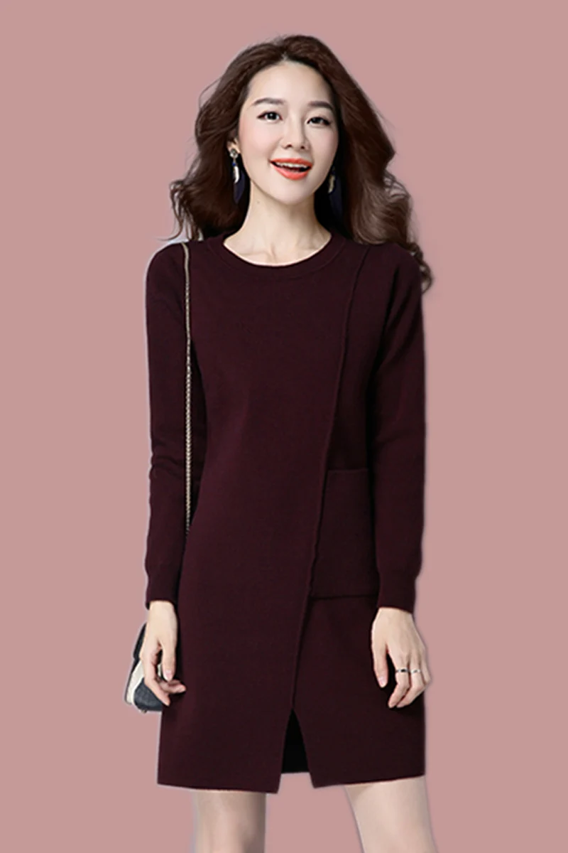 

2020 sweater women's pullovers in the long section of autumn and winter backing Korean loose a word sweater