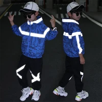 2021 kids clothes patchwork boys clothes reflected jacket hoddied sport pants set children tracksuit 5 6 7 8 9 10 11 12 years