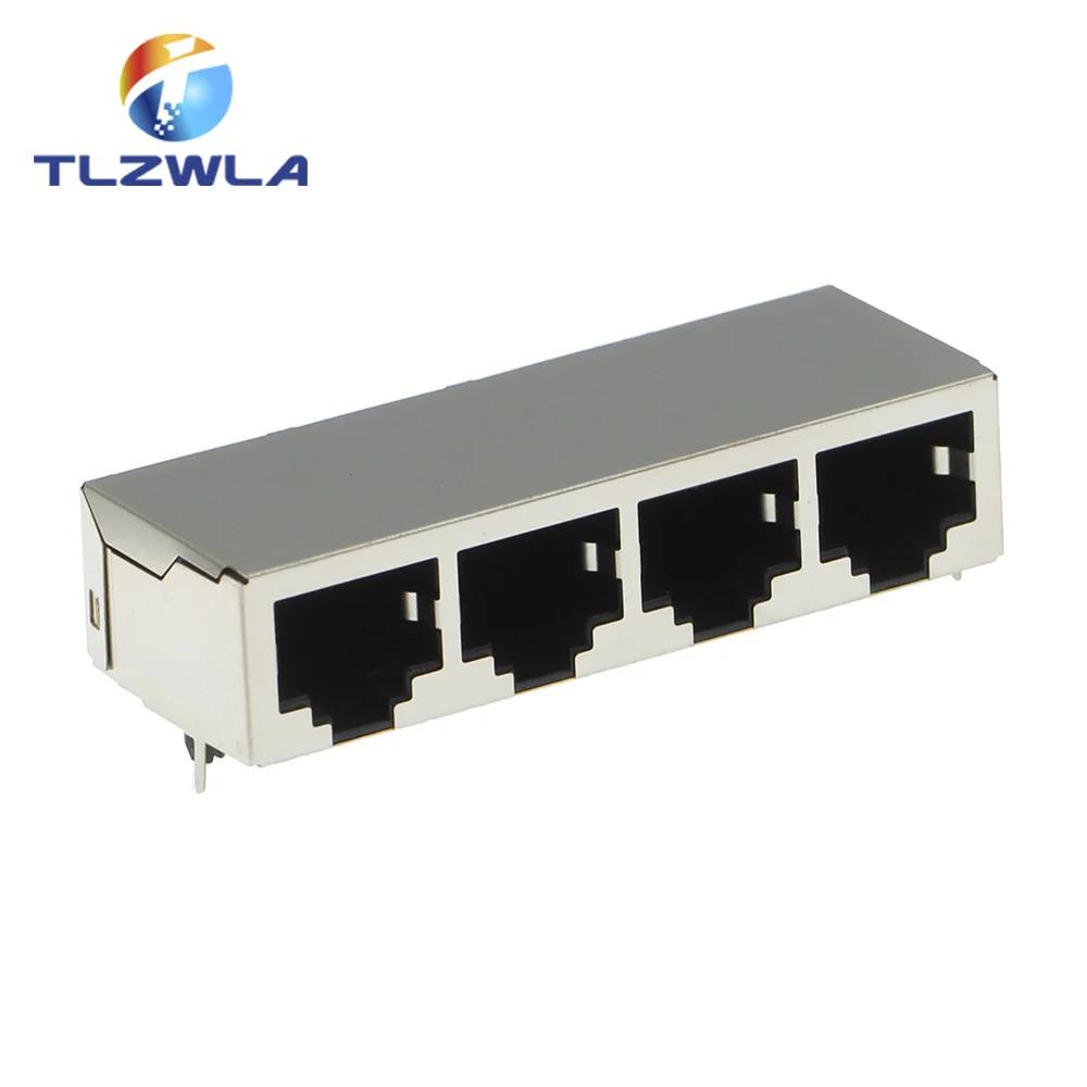 5Pcs 1*4 4 Ports Shielding RJ45 8P8C Female Jack Connector without LED PCB Mount Network Internet Modular | Обустройство дома