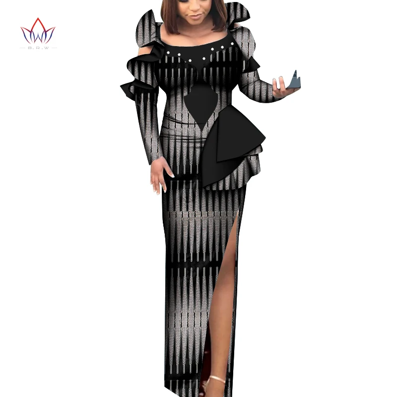 Bintarealwax Africa Large Sizes Dresses Dashiki Plus Size Ankara Clothes Newest Popular Patchwork Female Party Dress WY8932