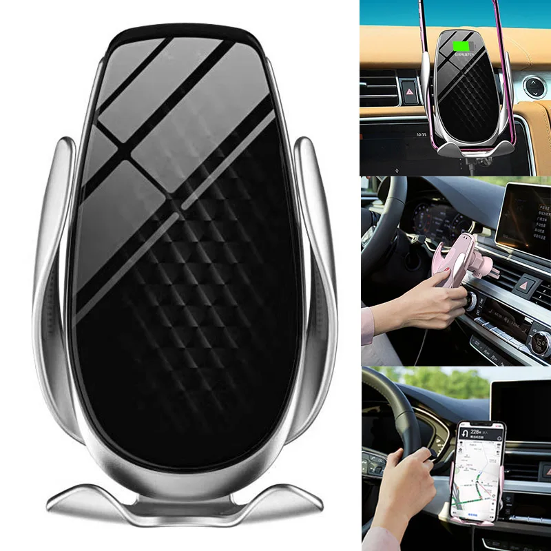 

New Mobile Phone Bracket Holder Charging Wireless Charger Portable 360 Degree Rotating for Car DOM668