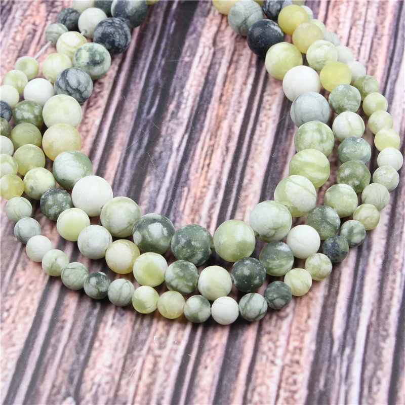 

HotSaleNaturalStoneFrosted Black Lemon15.5"PickSize4/6/8/10/12mmfitDiyCharmsBeadsJewelryMakingAccessories