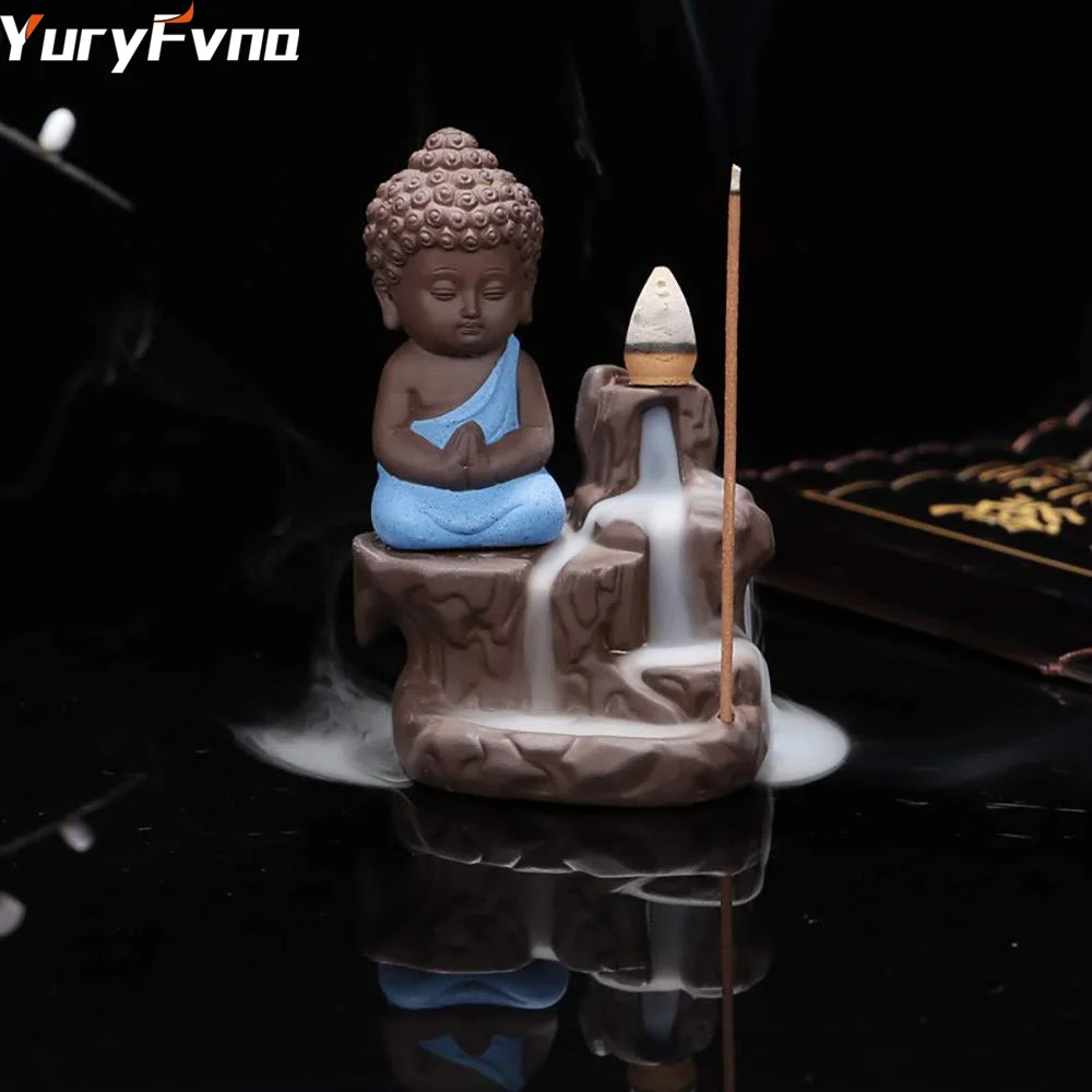 YuryFvna держатель курильницы фиолетовая глина обратного потока монах курильница благовония конусы горелка полотенце подставка для ароматических палочек украшение дома