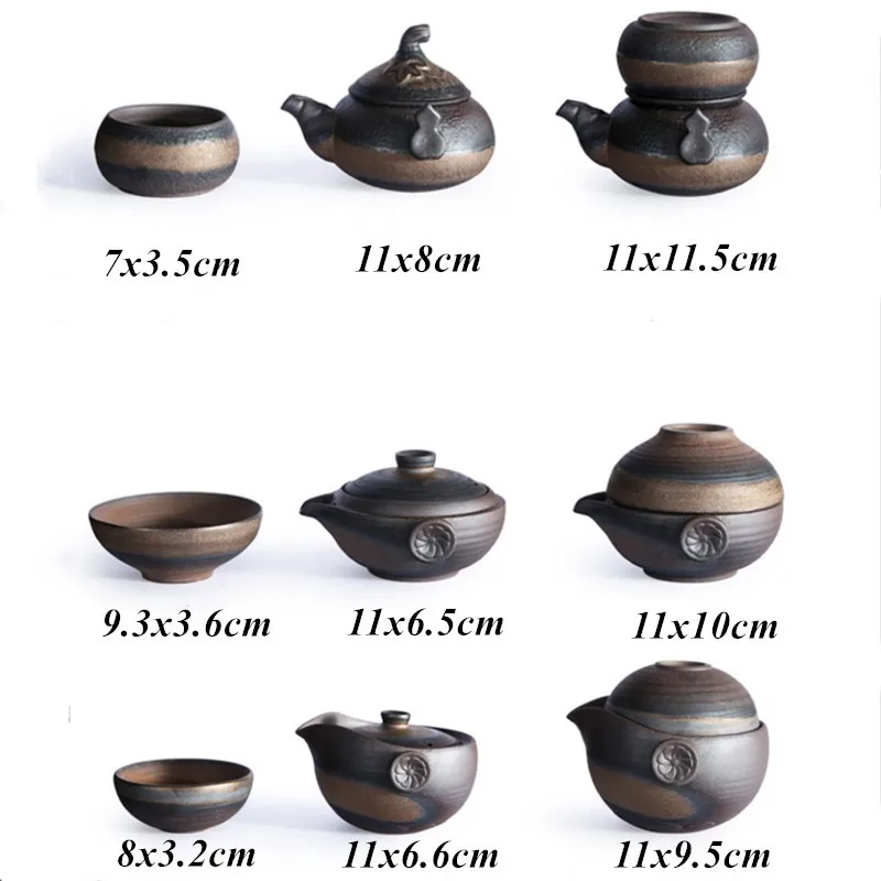 

Japanese Style Ceramic Teapot Kung Fu Gaiwan Coarse Pottery Kettle Water Mug Portable Travel Tea Sets Office Teacup Drinkware