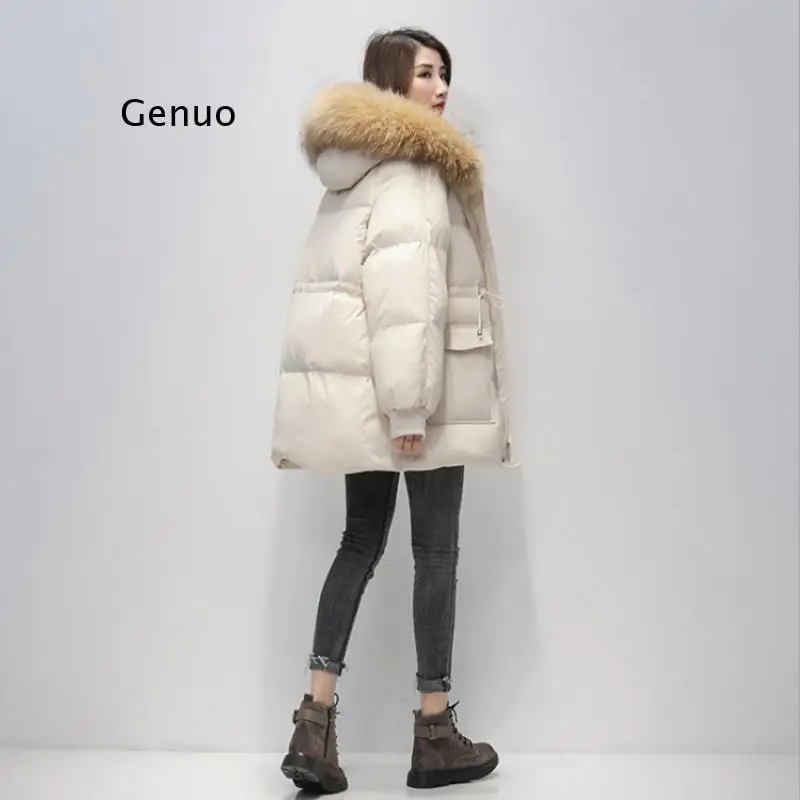 Женская пуховая куртка с капюшоном теплая Толстая парка на утином пуху
