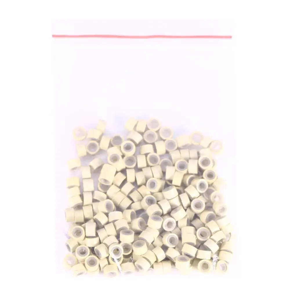 Beige 200Pcs 200/500/1000 шт. волосы бусин 4*3 мм волосы для loop-наращивания на микро-кольца силиконовые кольца/ссылки/бусины заколки для волос Инструменты для наращивания волос бусины Кольцо - Цвет: Beige 200Pcs