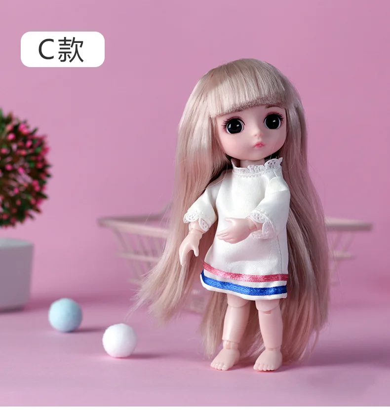 Мини Мода Мульти-шарнир Bjd кукла игрушки для девочек Мульти-шарнир Кукла игрушка Моделирование 3D кукла подарок для детей мягкое тело - Цвет: nobox-doll-A